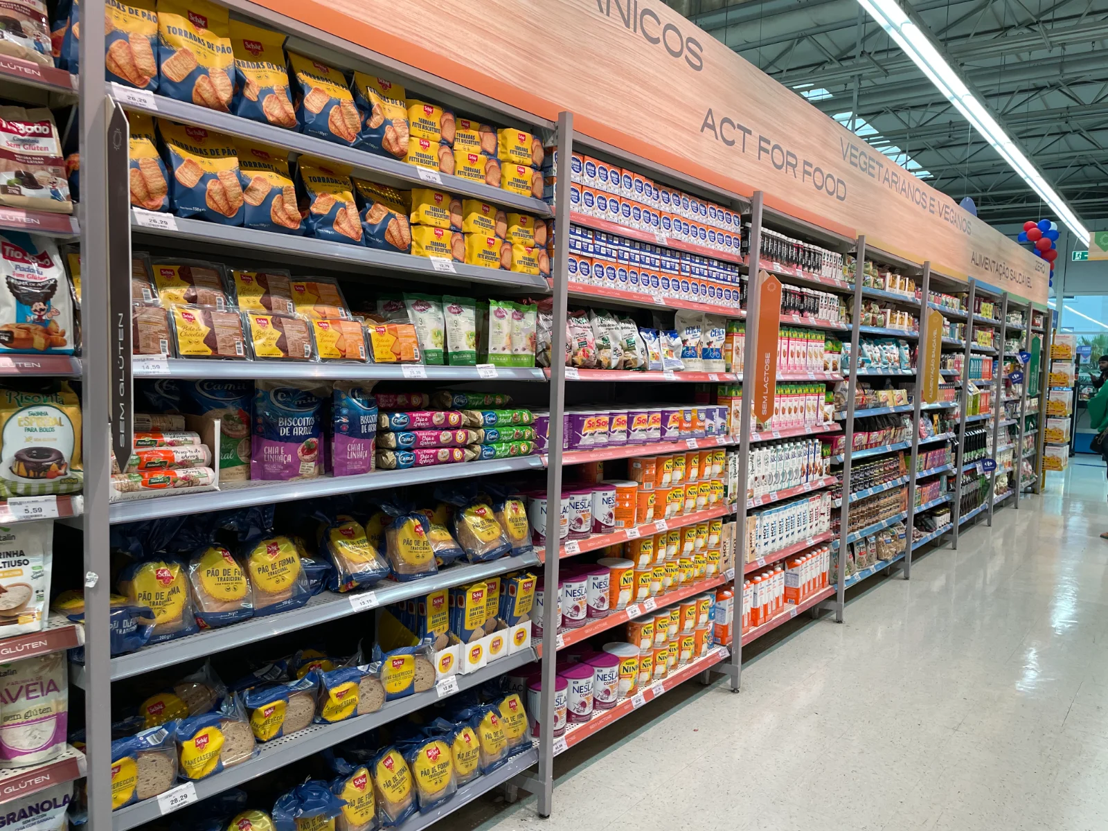 Gôndolas para categorias de alimentação saudável